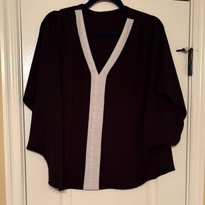 Elegant Black and White V-Neck Women's Top